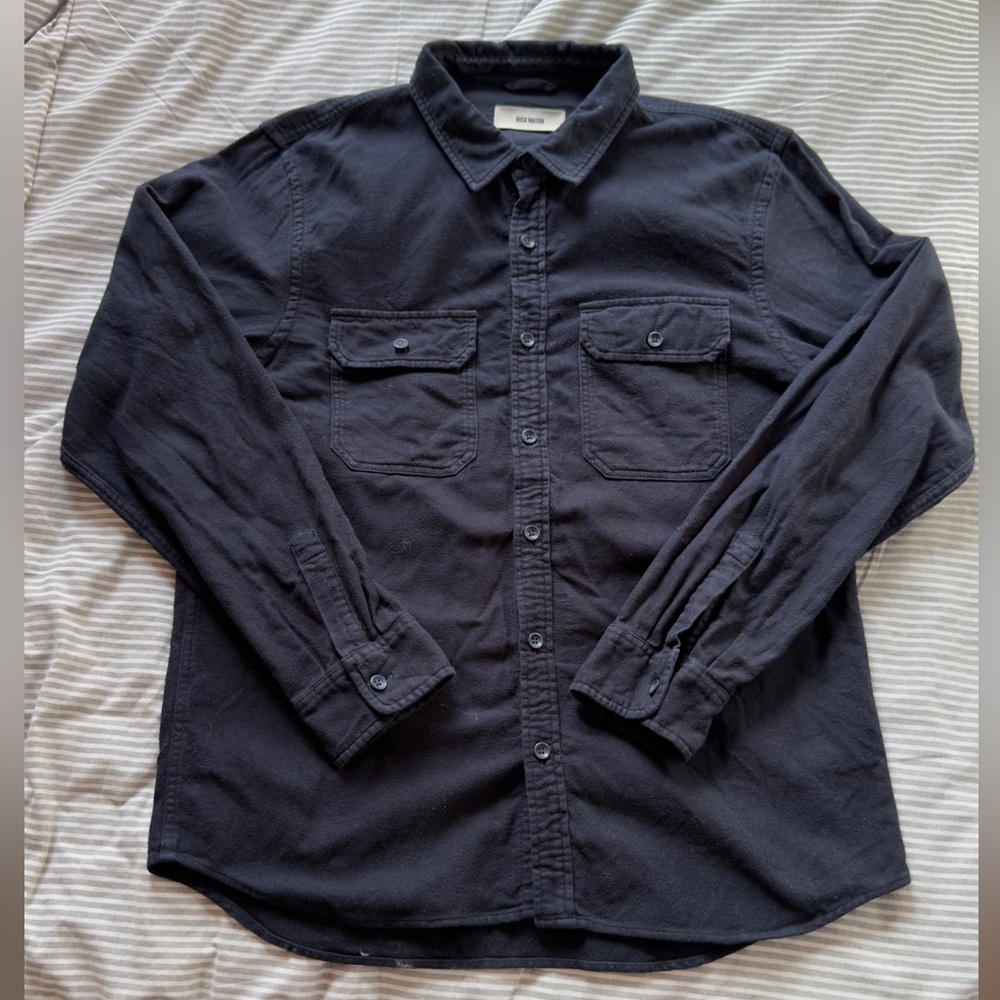 Buck Mason Men’s Brushed Flannel Shirt dark Blue - Large